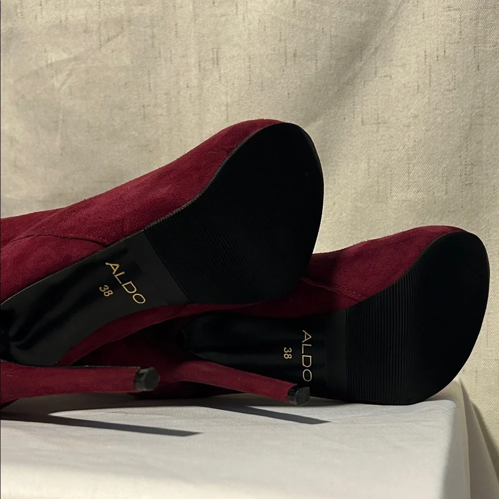 ALDO Scarlet Red Faux Suede Over-The-Knee